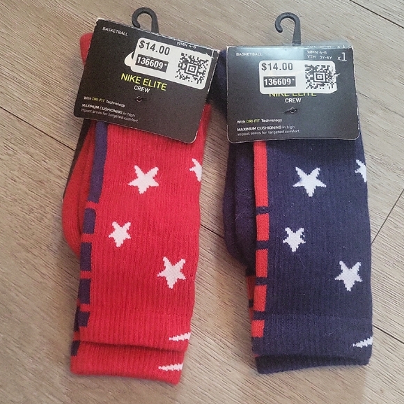 Nike Accessories - Nike Elite Crew Socks - Red and Navy with Stars Womens Ball Socks